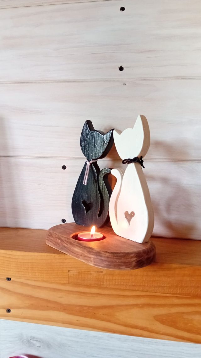Porta Velas Decoración Madera Hecho a mano