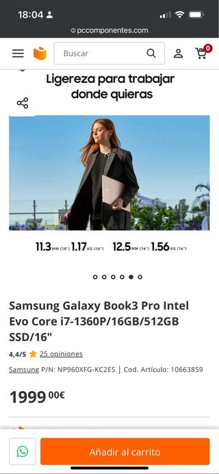 Portatil Samsumg Galaxy Book3 Pro