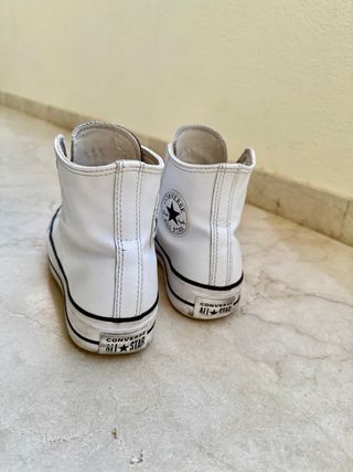 Converse plataforma cuero blanco