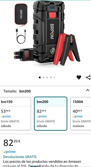 Arrancador batería coche 2000Ah