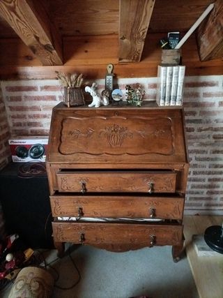 Escritorio canterano colonial roble macizo