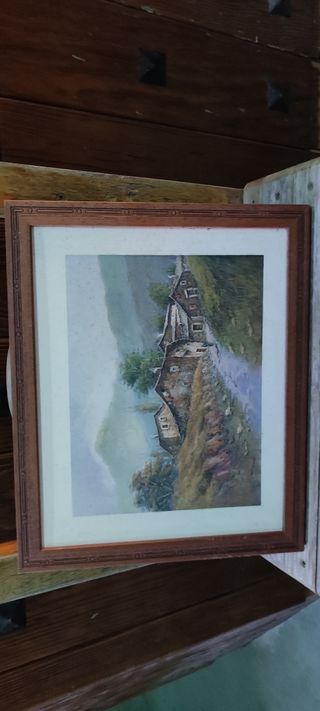 Cuadro con marco paisaje pueblo