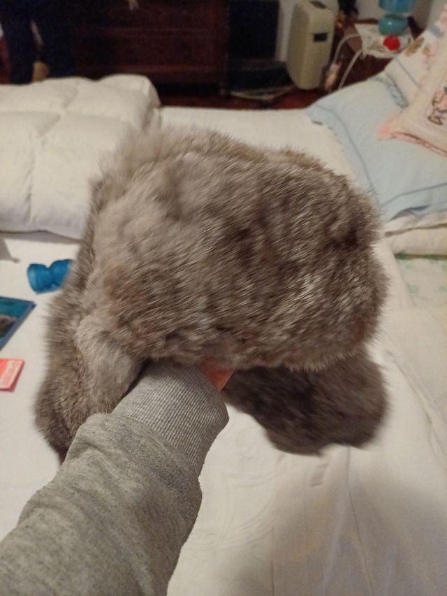 Gorra con orejas de pelo de conejo