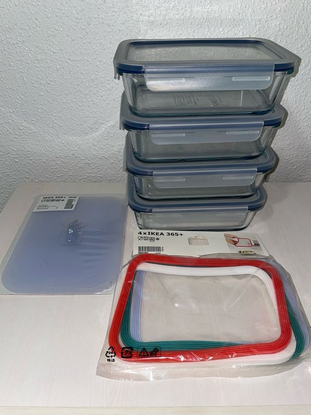 Set de 3 tuppers de cristal y accesorios