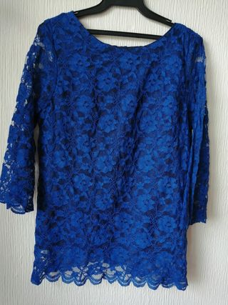 Camisa de encaje azu