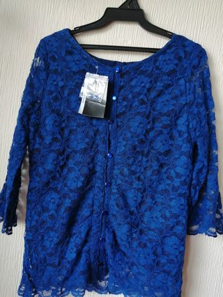 Camisa de encaje azu