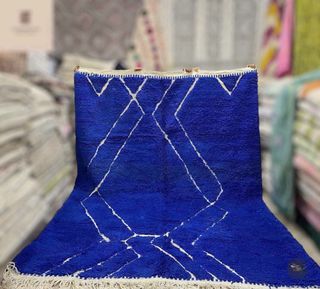 Tappeto berbero blu Mrirt in lana