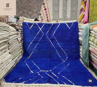 Tappeto berbero blu Mrirt in lana