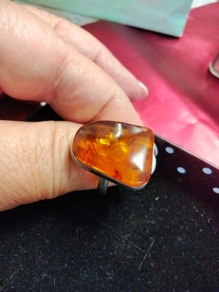 Anillo plata y ámbar 
