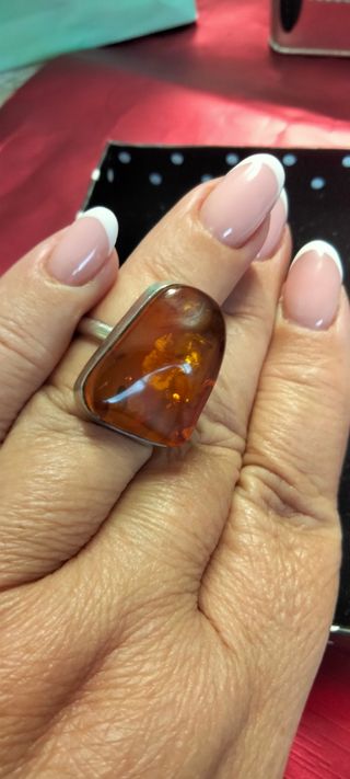 Anillo plata y ámbar 