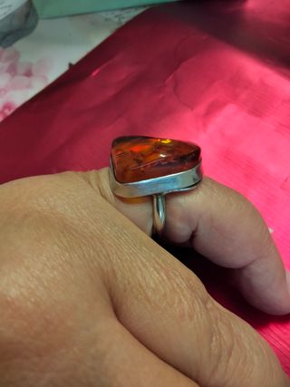 Anillo plata y ámbar 