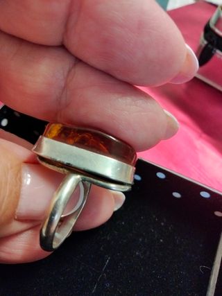 Anillo plata y ámbar 