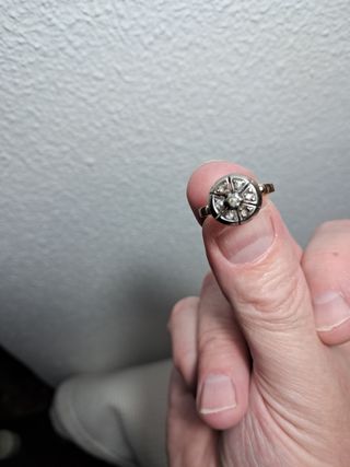 Anillo oro vintage con detalles  plata