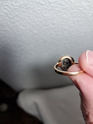 Anillo oro vintage con detalles  plata