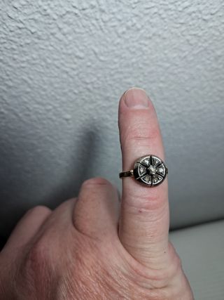 Anillo oro vintage con detalles  plata