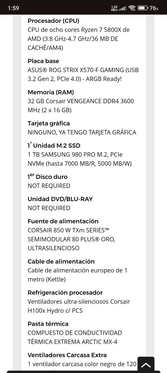 Sobremesa Gaming Ryzen 7 5800X