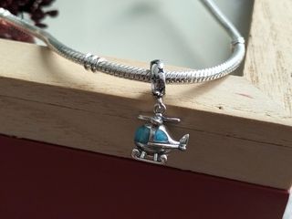 Charm helicóptero plata de ley