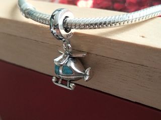 Charm helicóptero plata de ley