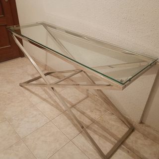 Consola acero y cristal
