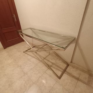 Consola acero y cristal