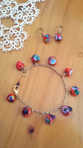 Preciosa pulsera + pendientes cerámica VENECIA