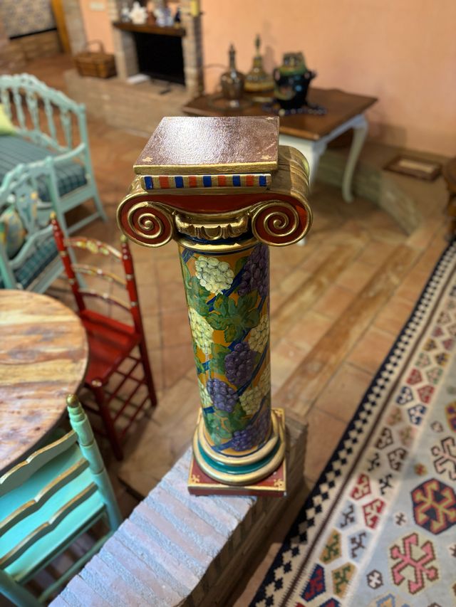 Columna jónica peana antigua hecha a mano vintage