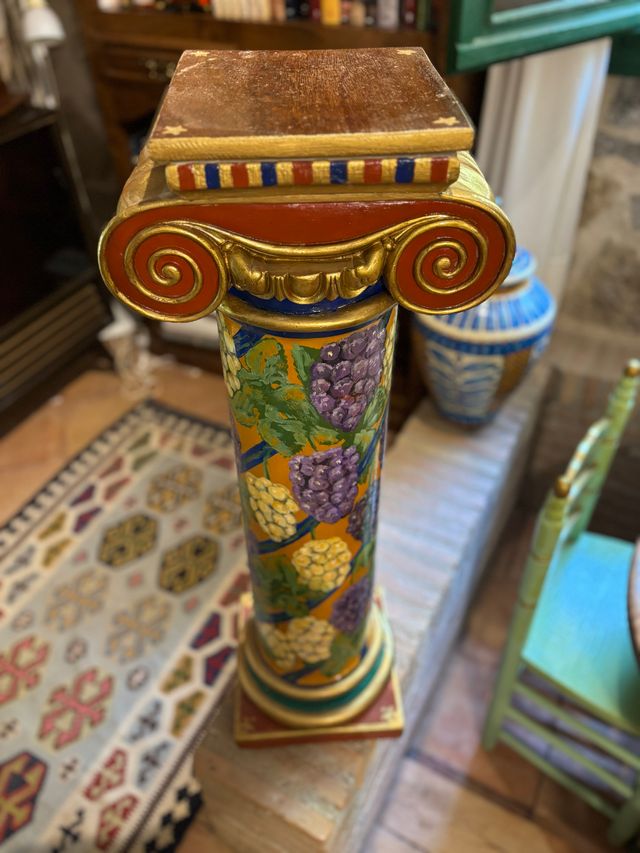 Columna jónica peana antigua hecha a mano vintage