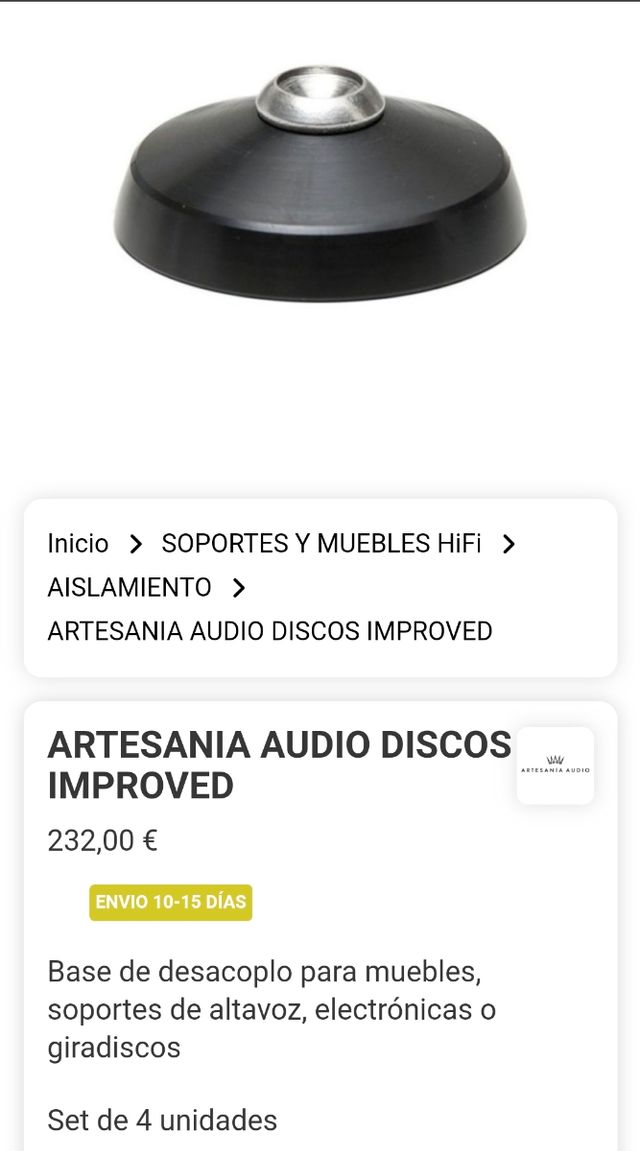 Disco-base desacoplo para audio 
