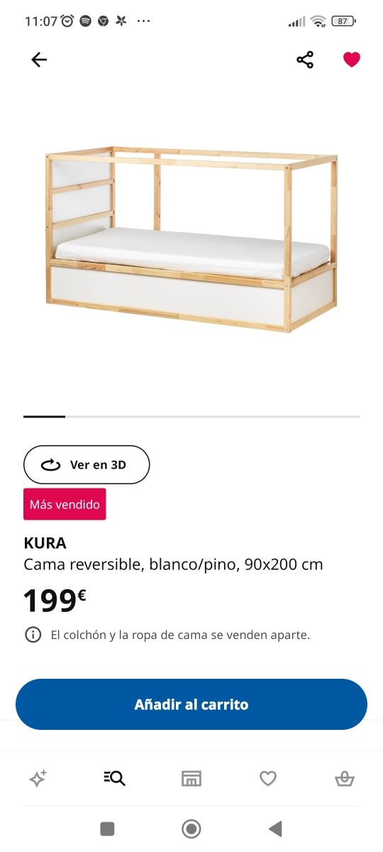 Cama litera kura ikea+colchon abygda+somier lonset