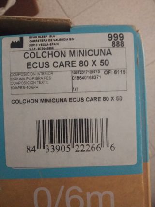 MINICUNA COLECHO+COLCHÓN ANTIASFIXIA