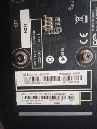 Tarjeta gráfica gt 705 1gb DDR3.