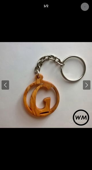 Portachiavi in Legno di ulivo Iniziale Uomo Donna