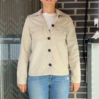 Chaqueta Parka/Trenca corta beige cinturón