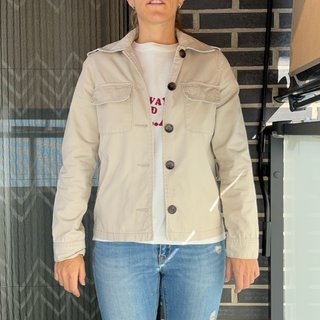 Chaqueta Parka/Trenca corta beige cinturón
