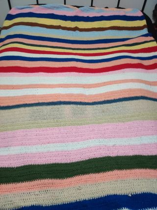 Manta doble vintage ganchillo crochet 175x135cm.