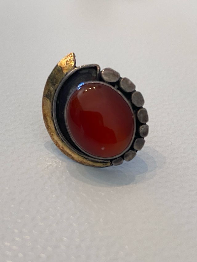 Orecchini oro/argento e ambra