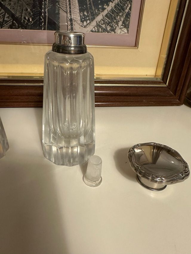 Juego de tocador cristal alpaca art Nouveou