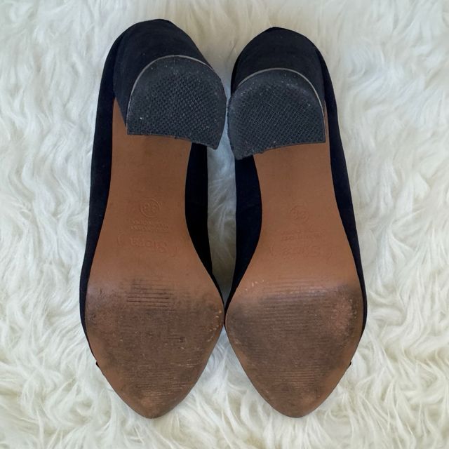 Zapatos de tacón ancho contraste azul negro