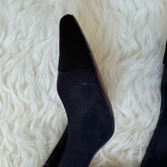 Zapatos de tacón ancho contraste azul negro