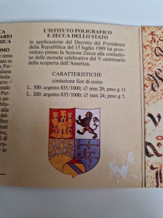 Italia monete dittico argento 1989
