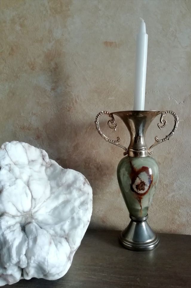 Grande pesante portacandela onice