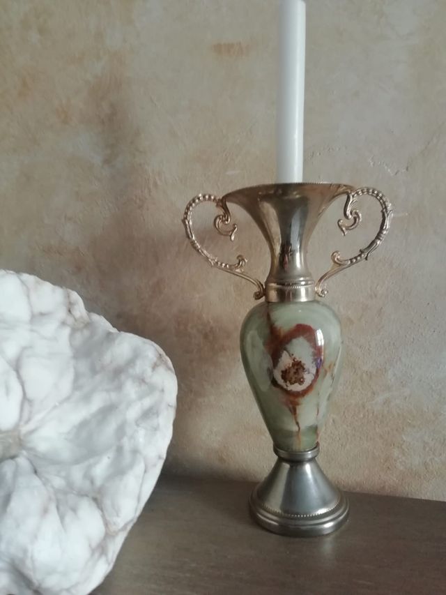 Grande pesante portacandela onice