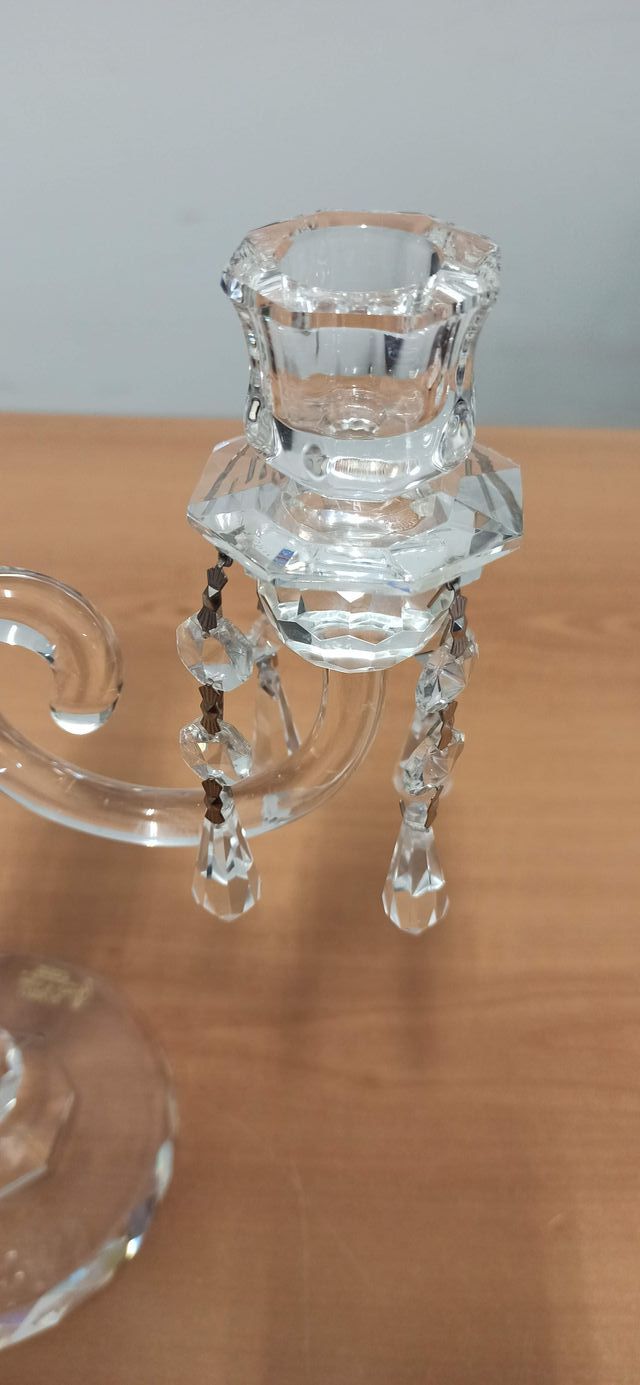 Candeliere candelabro a tre gocce in cristallo