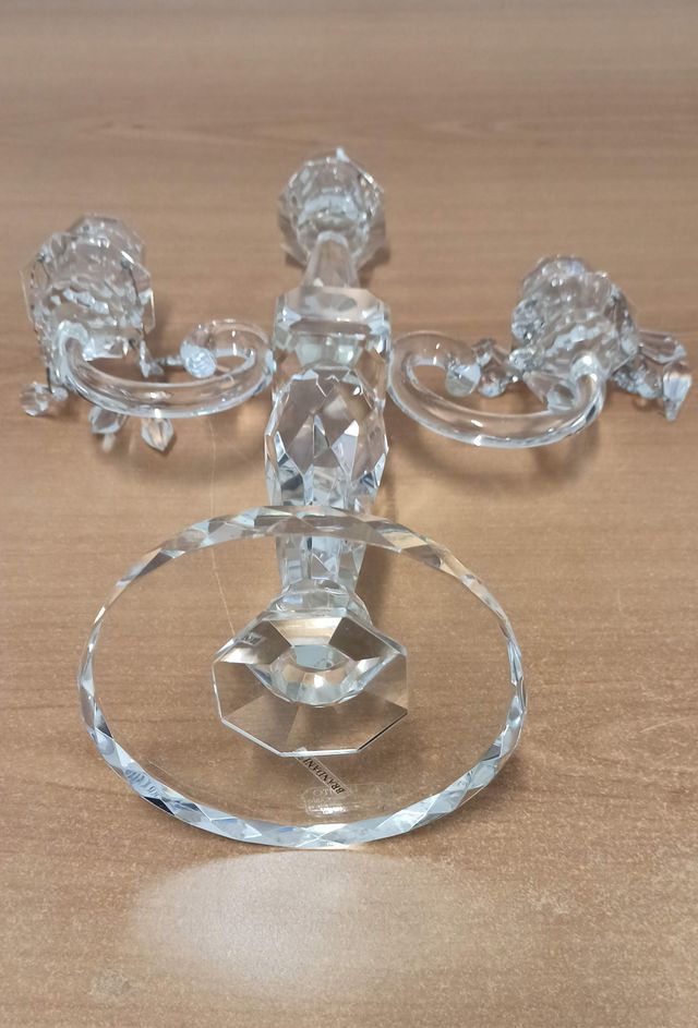 Candeliere candelabro a tre gocce in cristallo