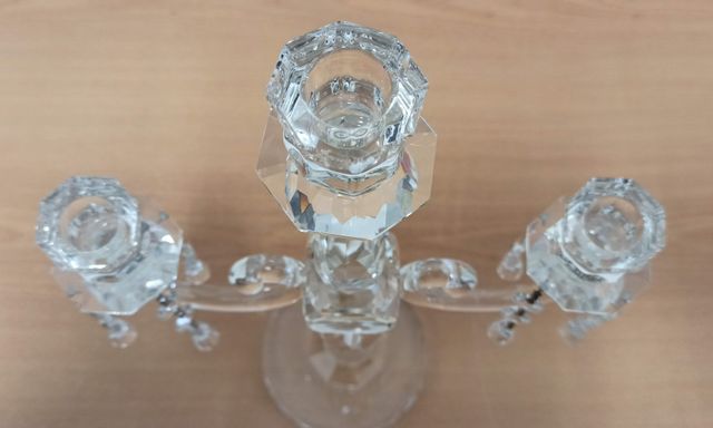 Candeliere candelabro a tre gocce in cristallo