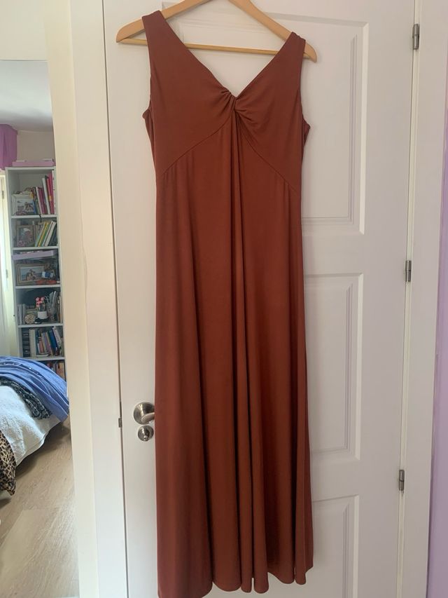 Vestido largo de algodón elástico de Mango