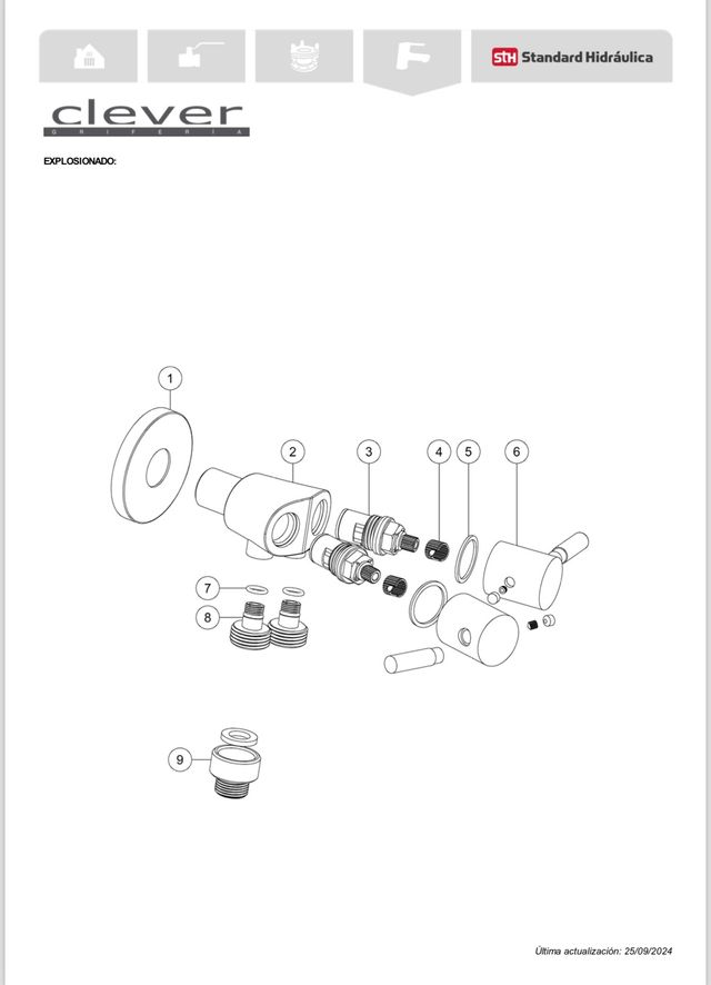 Clever Grifería Válvula ducha higiénica y cisterna
