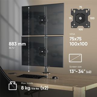 ONKRON D208E Supporto Doppio per 2 Monitor 13-34"