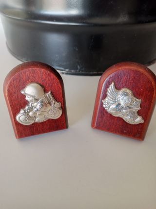 Nuovi quadretti argento e legno bomboniera nascita