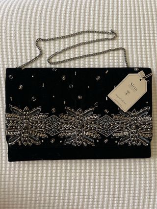 Bolso bandolera fiesta negro terciopelo